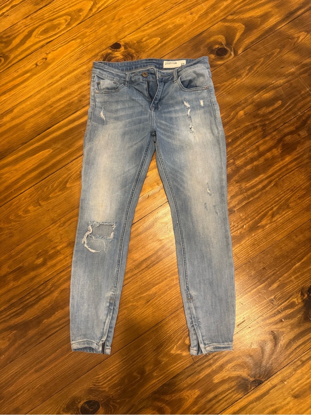 pistola Light Blue Distressed Skinny Jeans